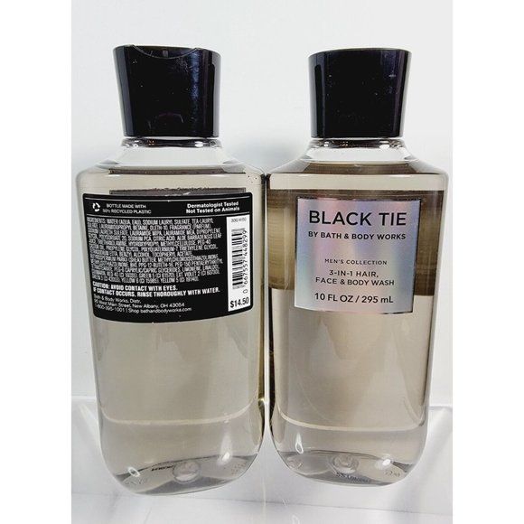 2 BLACK TIE Bath & Body Works Mens 3 n 1 Hair Face Body Wash 10oz NEW - Picture 5 of 6